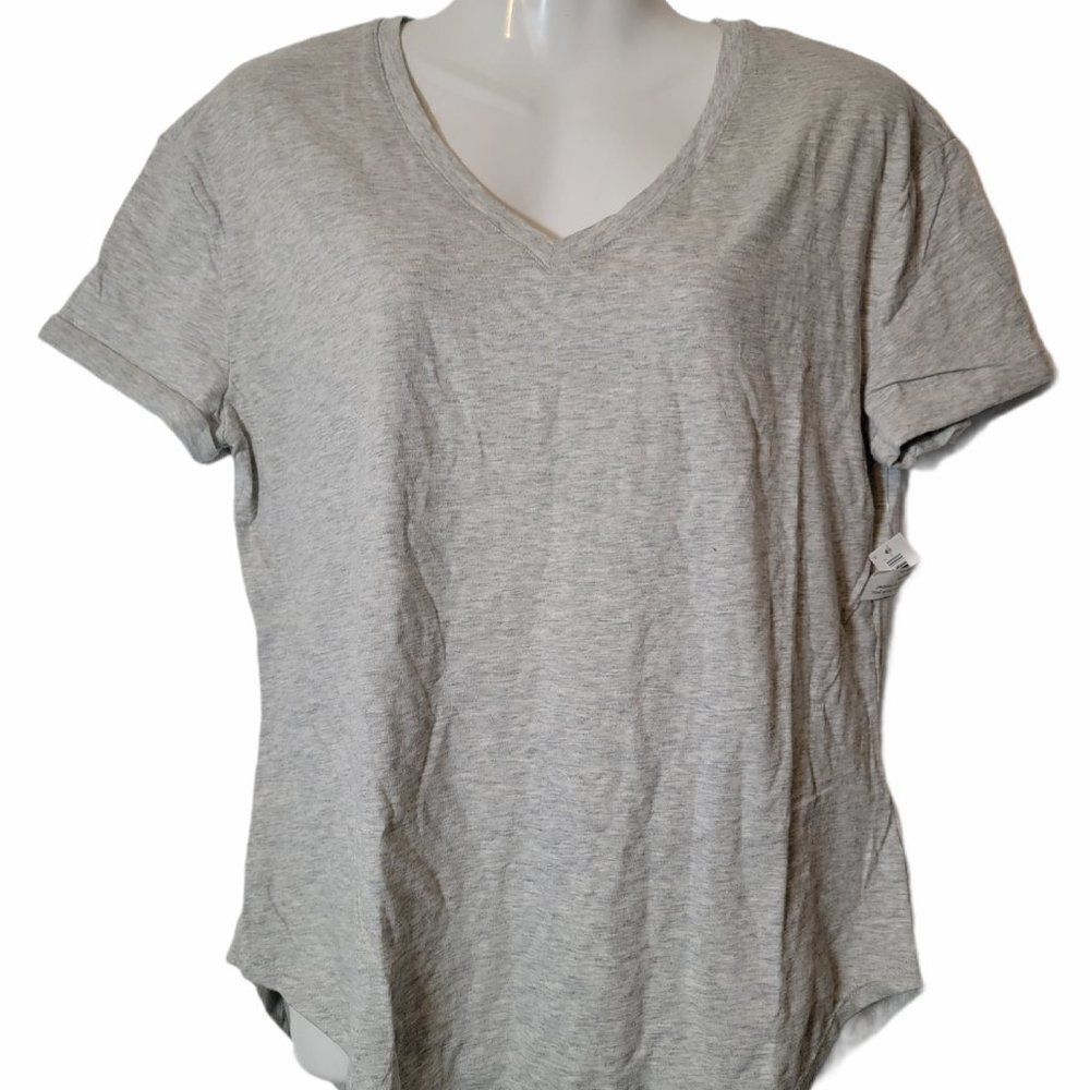 Daily Ritual Womens Grey V Neck T Shirt Size M